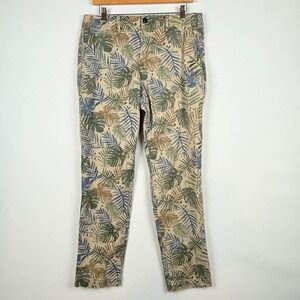 Gap Mens 33x30 Slim Chino Pants Tan Tropical Palm Beach Resort Chic Boho Earthy